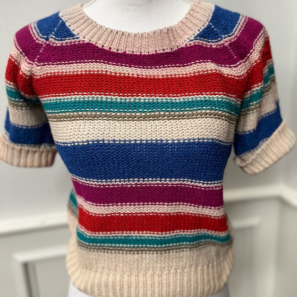 Vintage Anne Claiborne Y2K Stripe Sweater( bin 1)